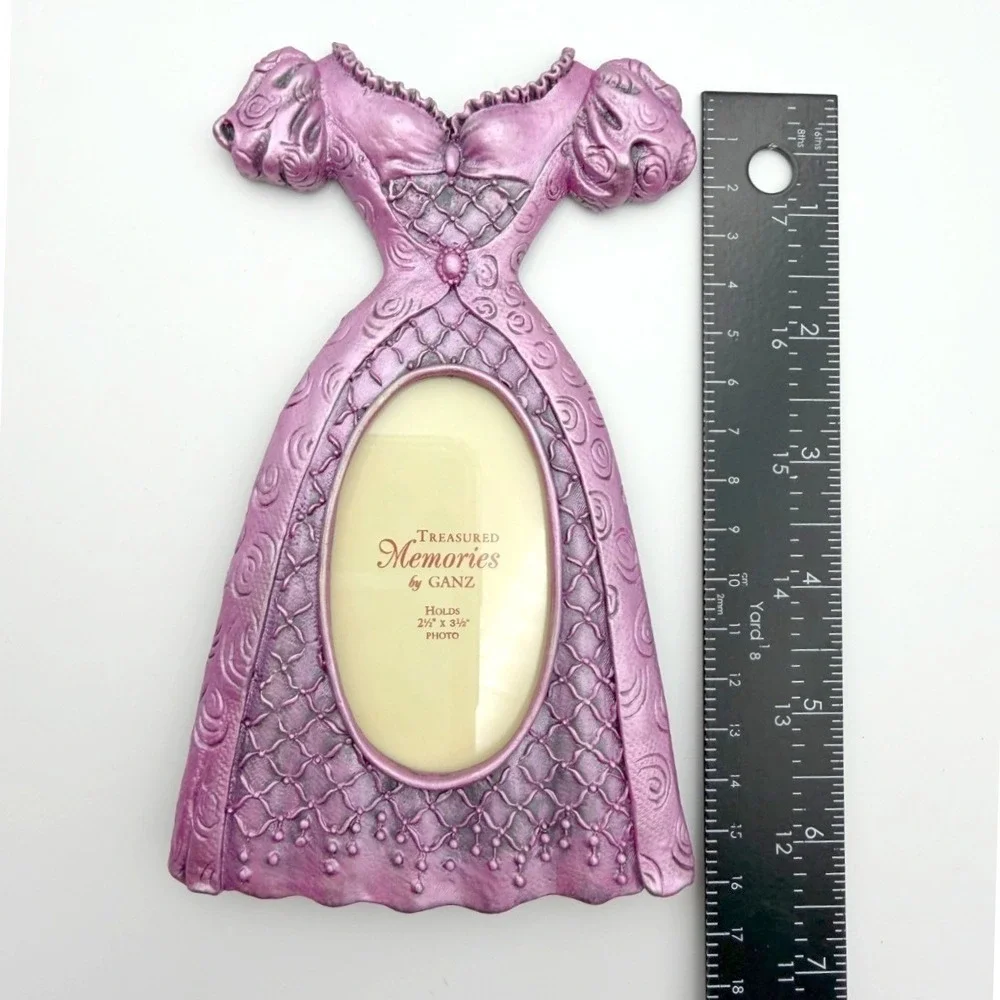 VTG Ganz Burnished Pink Pewter Victorian Dress Mini Photo Frame Coquette
